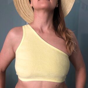 Zara Yellow Top Made of Flocked Cotton